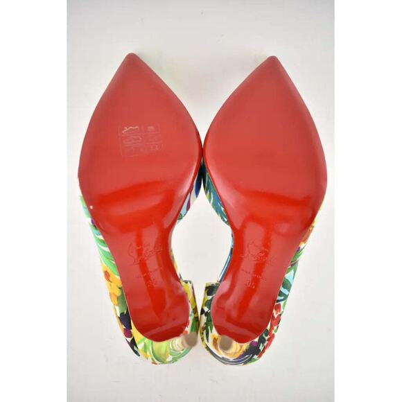 Christian Louboutin Iriza 100 Crepe Satin Fleuri Floral Pointed Toe Heel Pump 35 - Picture 12 of 12